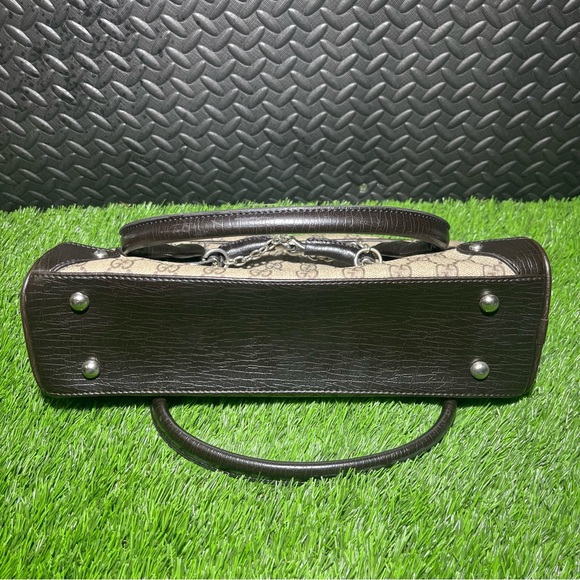 VINTAGE GUCCI black/brown Horsebit chain Medium Bag - Picture 9 of 9
